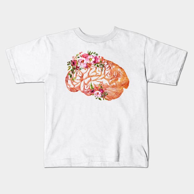 Human Brain Kids T-Shirt by erzebeth